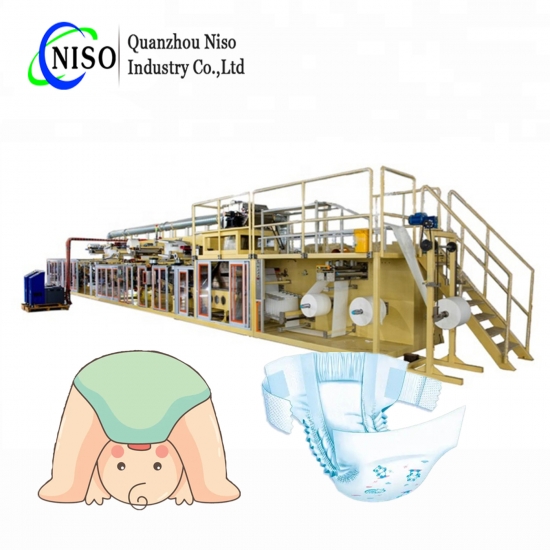 Línea de producción de máquina de fabricación de pañales para bebés con servo completo de alta calidad, fabricante de china
 