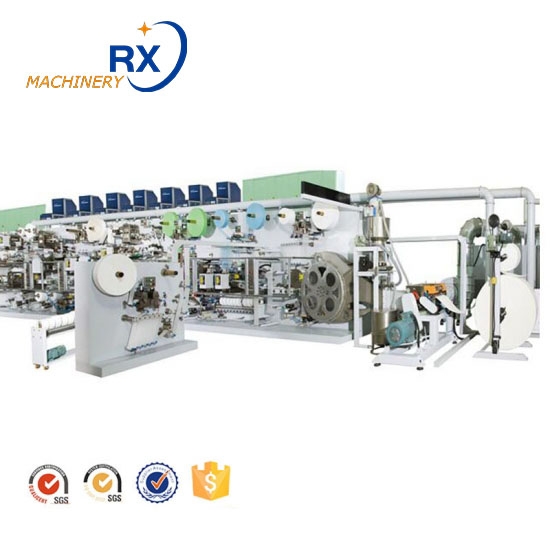 Línea de producción de pañales para bebés con banda de cintura grande laminada RX-HNK500-SV
         